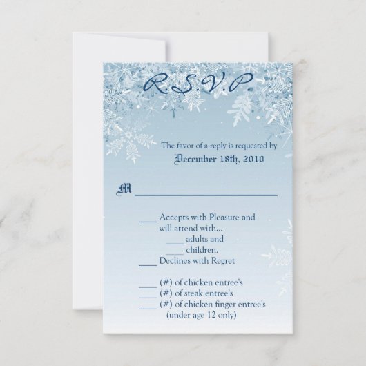 Carte R.S.V.P. 3,5x5 Snowflakes à cristaux Neige h (Devant)