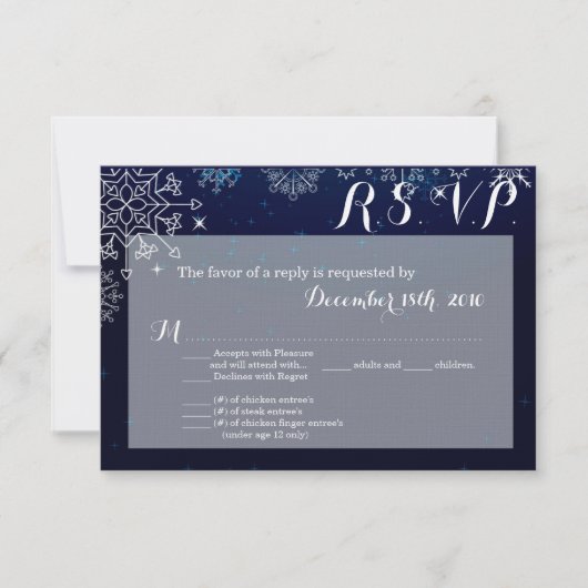 Carte R.S.V.P. 3,5x5 Snowflakes Snow Ice Blu (Devant)