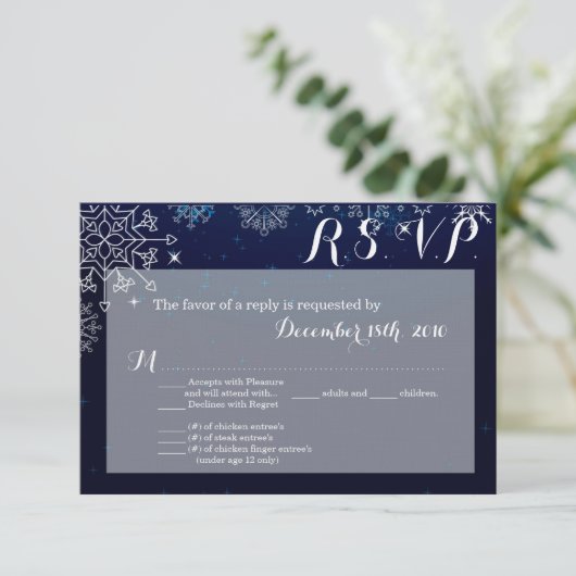 Carte R.S.V.P. 3,5x5 Snowflakes Snow Ice Blu (Debout devant)