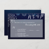 Carte R.S.V.P. 3,5x5 Snowflakes Snow Ice Blu (Devant / Derrière)