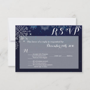 Carte R.S.V.P. 3,5x5 Snowflakes Snow Ice Blu