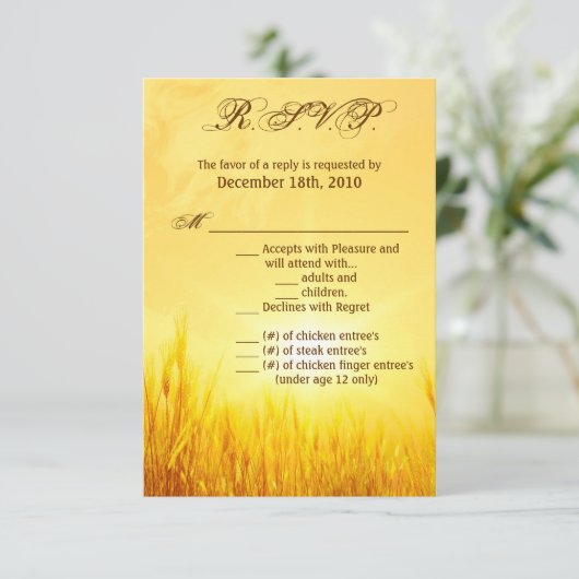 Carte R.S.V.P. 3,5x5 Sunrise Blé Pays Rustique (Debout devant)