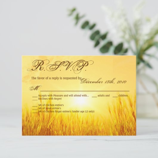 Carte R.S.V.P. 3,5x5 Sunrise Blé Pays Rustique (Debout devant)