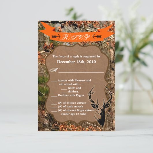 Carte R.S.V.P. 3,5x5 Tête de Cerf Camouflage Chass (Debout devant)