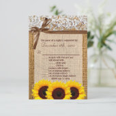 Carte R.S.V.P. 3,5x5 Tournesol Dentelle Burlap Cam (Debout devant)