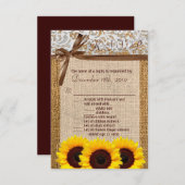 Carte R.S.V.P. 3,5x5 Tournesol Dentelle Burlap Cam (Devant / Derrière)