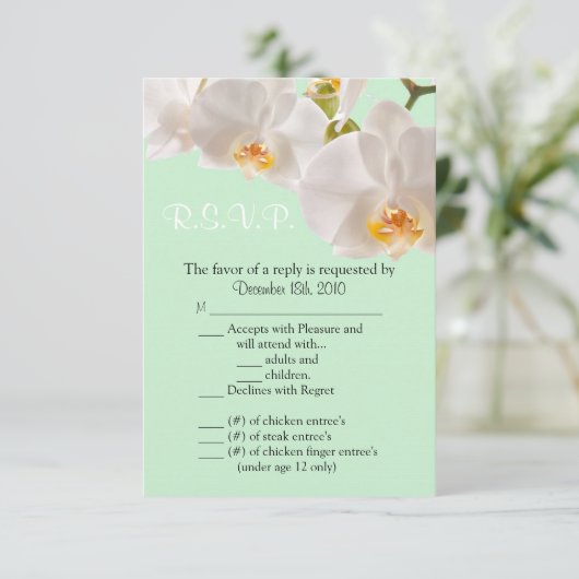 Carte R.S.V.P. 3,5x5 Vert & Orchidée (Debout devant)