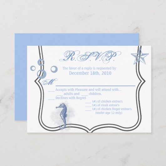 Carte R.S.V.P. 5 x 3,5 Sea Ocean Beach (Devant / Derrière)