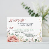 Carte R.S.V.P. 5x3.5 Anémone de Rose géométrique d (Debout devant)