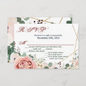 Carte R.S.V.P. 5x3.5 Anémone de Rose géométrique d (Devant / Derrière)