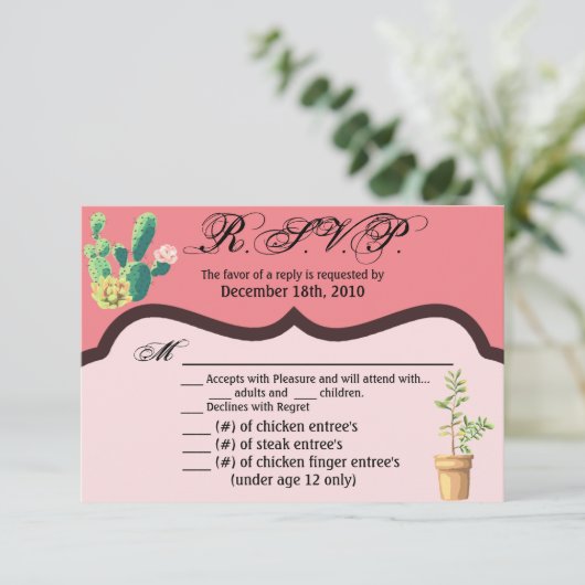 Carte R.S.V.P. 5x3.5 Bohemian Cactus Succulents De (Debout devant)