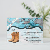 Carte R.S.V.P. 5x3.5 Bottes de porte en bois bleu (Debout devant)