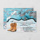 Carte R.S.V.P. 5x3.5 Bottes de porte en bois bleu (Devant / Derrière)