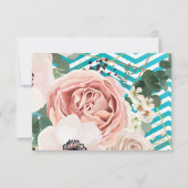Carte R.S.V.P 5x3.5 Rose géométrique Chevron Turqu (Dos)