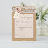Carte R.S.V.P. 8,9x12,7 cm Papier Kraft Ruban Dent (Debout devant)