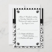 Carte R.S.V.P. à rayures florales noir et blanc (Dos)