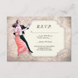Carte R.S.V.P. Couple de danse Vintage des années 
