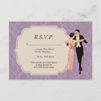 Carte R.S.V.P. Couple de danse Vintage des années 