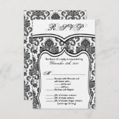 Carte R.S.V.P. mariage Damassé 8,9x12,7 cm (Devant / Derrière)