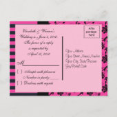 Carte R.S.V.P rose et noir (Dos)