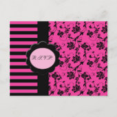 Carte R.S.V.P rose et noir (Devant)