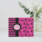 Carte R.S.V.P rose et noir (Debout devant)