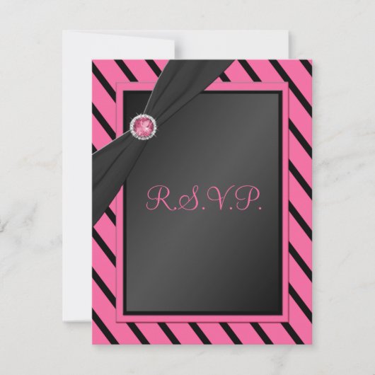 Carte R.S.V.P. rose et noire (Devant)