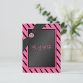 Carte R.S.V.P. rose et noire (Debout devant)