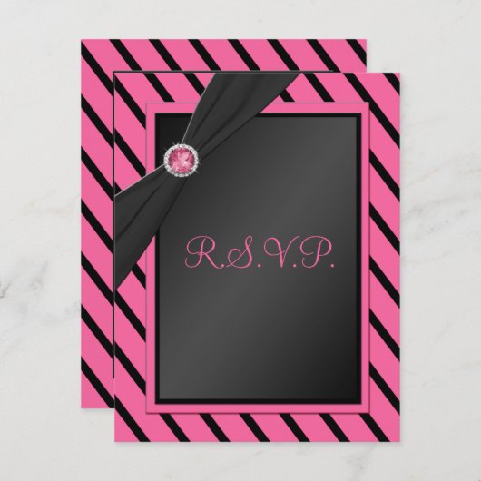 Carte R.S.V.P. rose et noire (Devant / Derrière)