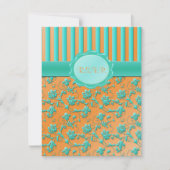 Carte R.S.V.P. turquoise et Tangerine Floral Strip (Devant)