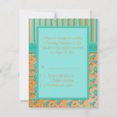 Carte R.S.V.P. turquoise et Tangerine Floral Strip (Dos)