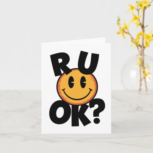Carte R U Ok Smiley Visage Mental Health Design Sticker (Fleur jaune)