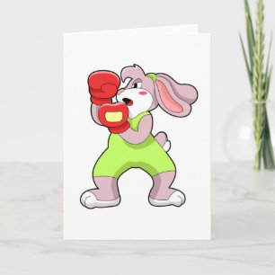 Carte Rabbit à la boxe avec gants de boxe
