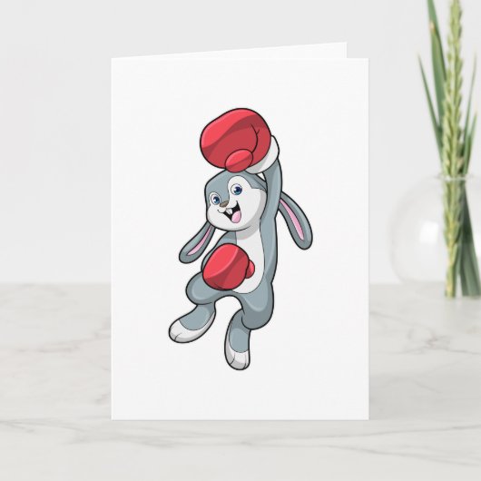 Carte Rabbit à la boxe avec gants de boxe (Devant)