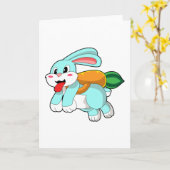Carte Rabbit avec carotte comme fusée (Fleur jaune)