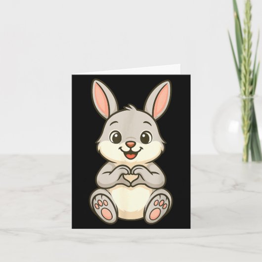 Carte Rabbit Bunny Doing Heart With Hands Valentines Day (Devant)
