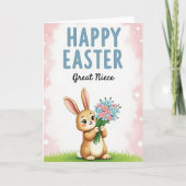 Carte Rabbit Flower Pattern Easter Card (Devant)