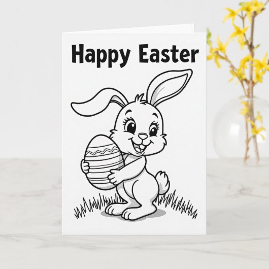 Carte Rabbit Oval Pattern Celebration Card (Fleur jaune)