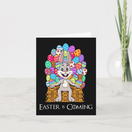 Carte Rabbit Pâques Panier Oeuf Trône Amusants Garçons F (Devant)