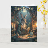 Carte Rabbit Reading (Fleur jaune)