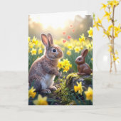 Carte Rabbit with Daffodils for Chocolate Easter Bunny (Fleur jaune)