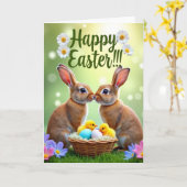 Carte Rabbit Woven Basket Spring Card (Fleur jaune)