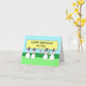 Carte Rabbits Hoppy Anniversaire pour vous (Fleur jaune)
