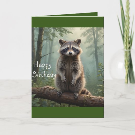 Carte Raccoon dans la forêt (Devant)