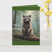 Carte Raccoon dans la forêt (Fleur jaune)