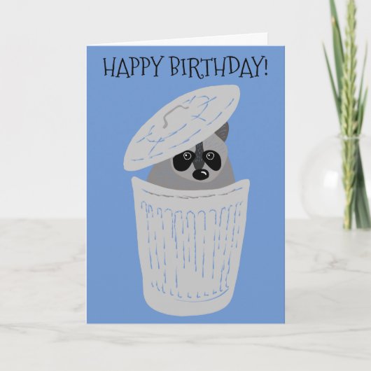 Carte Raccoon dans une poubelle peut mignonner Anniversa (Devant)