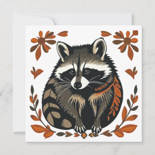 Carte Raccoon de Whimsical Woodland Animal Folk ou Triba