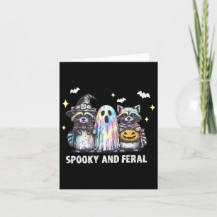 Carte Raccoon éffrayant Et Feral Halloween Raccoon Ghost