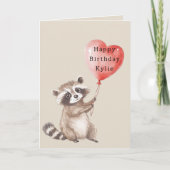 Carte Raccoon Heart Balloon Anniversaire (Devant)