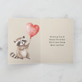 Carte Raccoon Heart Balloon Anniversaire (Intérieur)